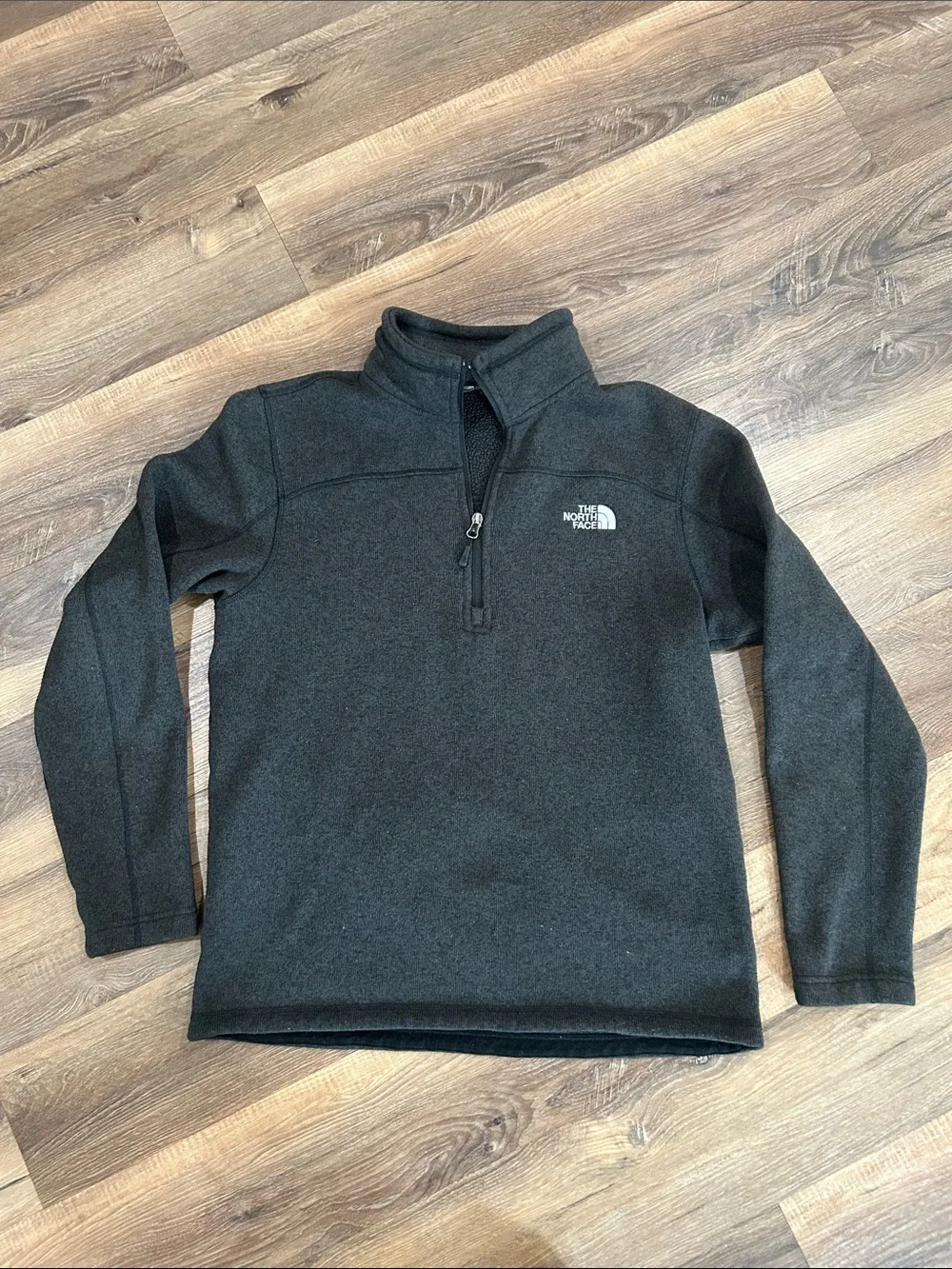The North Face Mens Quarter Zip Fleece Pullover size large dark gray/black